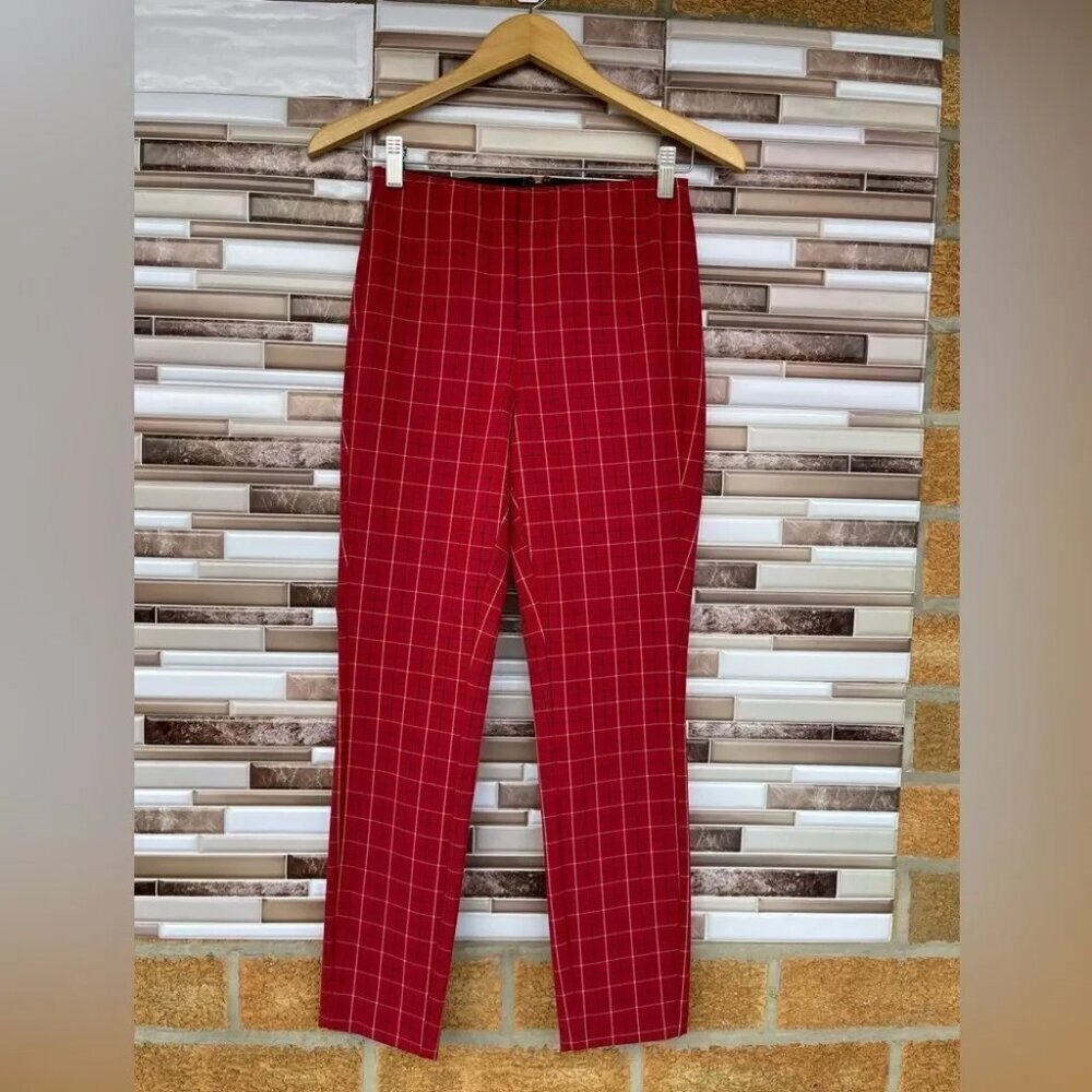 Rag & Bone Red Multi Simone High Rise Plaid Pants size 2 - Picture 3 of 12